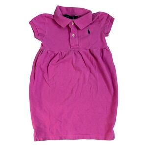 Ralph Lauren Toddler Girls Polo Shirt Dress Pink Short Sleeve Collared Size 3T